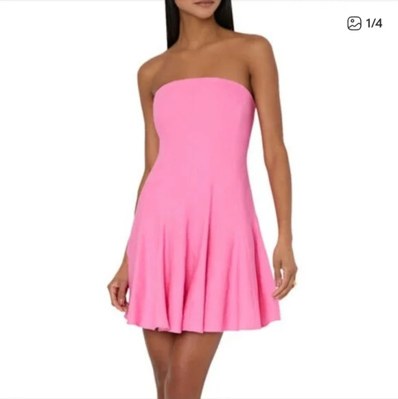 Milly Cameron Solid Linen Strapless Dress size 2 Pink Party Legally Blonde - Picture 4 of 15